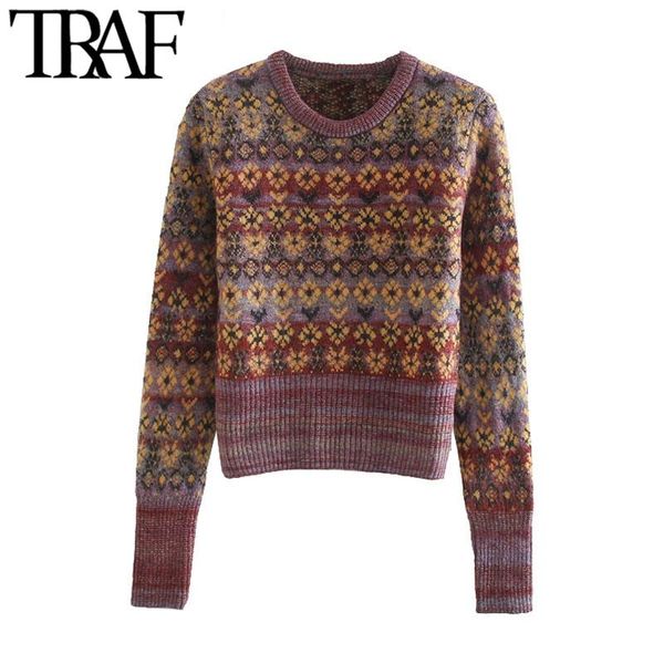 women's sweaters traf women fashion jacquard cropped knitted sweater vintage o neck long sleeve female pullovers chic, White;black
women's sweaters traf women fashion jacquard cropped knitted sweater vintage o neck long sleeve female pullovers chic, White;black