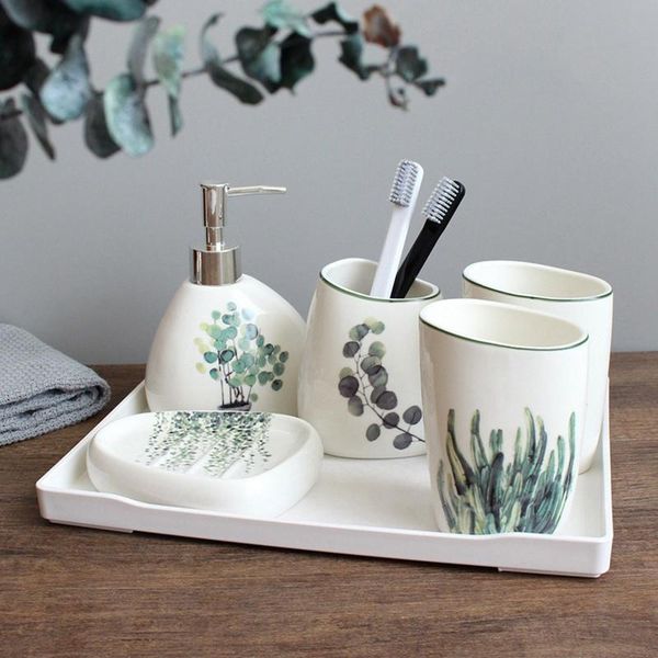 bath accessory set nordic green plant ceramic six-piece bathroom products simple five-piece wedding melamine tray
bath accessory set nordic green plant ceramic six-piece bathroom products simple five-piece wedding melamine tray