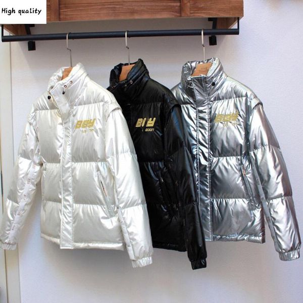 men's jacket heavy industry embroidered eagle stand collar coat for lovers loose and bright face with thickened warmth, Black
men's jacket heavy industry embroidered eagle stand collar coat for lovers loose and bright face with thickened warmth, Black