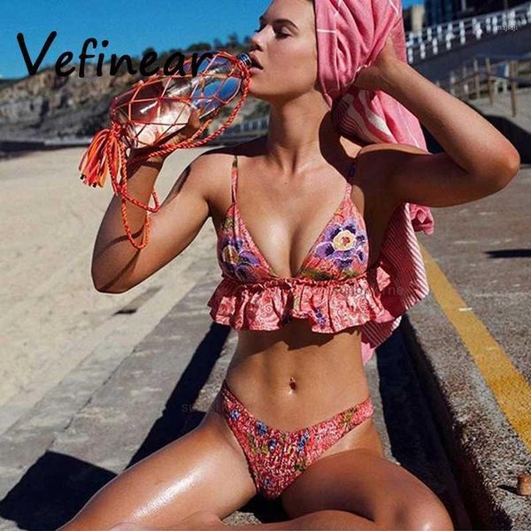 women's swimwear pink ruffles bikini 2021 print brazilian swimsuit female high waist women push up vintage bathing suit biquini1, White;black
women's swimwear pink ruffles bikini 2021 print brazilian swimsuit female high waist women push up vintage bathing suit biquini1, White;black