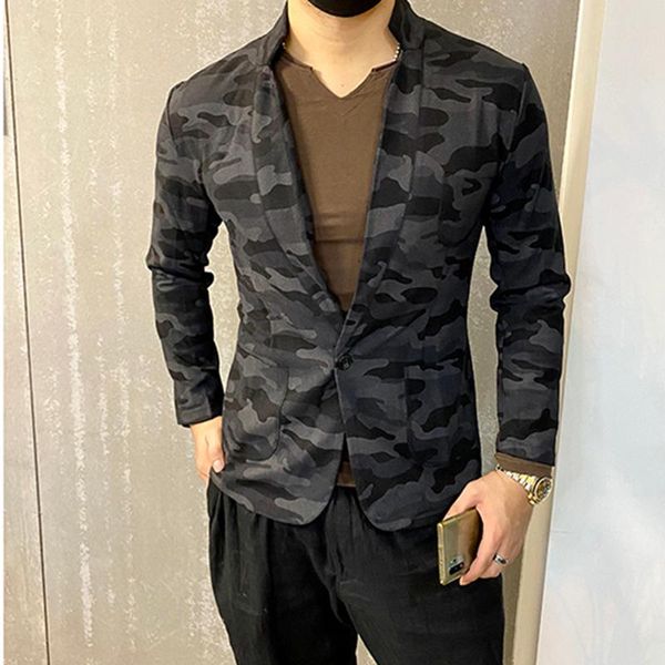 autumn and winter new elastic dark camouflage men's casual suit fashionable men's slim suit blazer f5010, White;black
autumn and winter new elastic dark camouflage men's casual suit fashionable men's slim suit blazer f5010, White;black