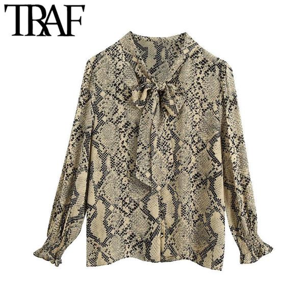traf women fashion snake print ruffled loose blouses vintage bow tied collar long sleeve female shirts chic, White
traf women fashion snake print ruffled loose blouses vintage bow tied collar long sleeve female shirts chic, White