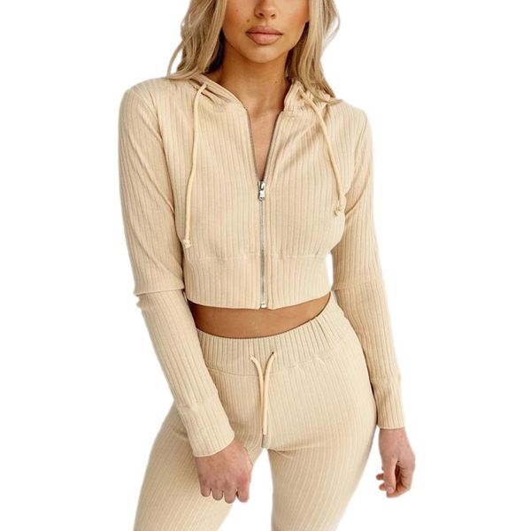 women 2 pcs tracksuit sets, zipper long sleeve hooded crop + tight long pant casual sport clothes, Gray
women 2 pcs tracksuit sets, zipper long sleeve hooded crop + tight long pant casual sport clothes, Gray