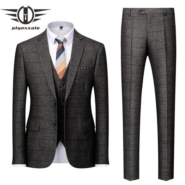 men's suits & blazers brand gray plaid suit for men 2021 slim fit three piece wedding dress formal fashion business casual man q1254, White;black
men's suits & blazers brand gray plaid suit for men 2021 slim fit three piece wedding dress formal fashion business casual man q1254, White;black