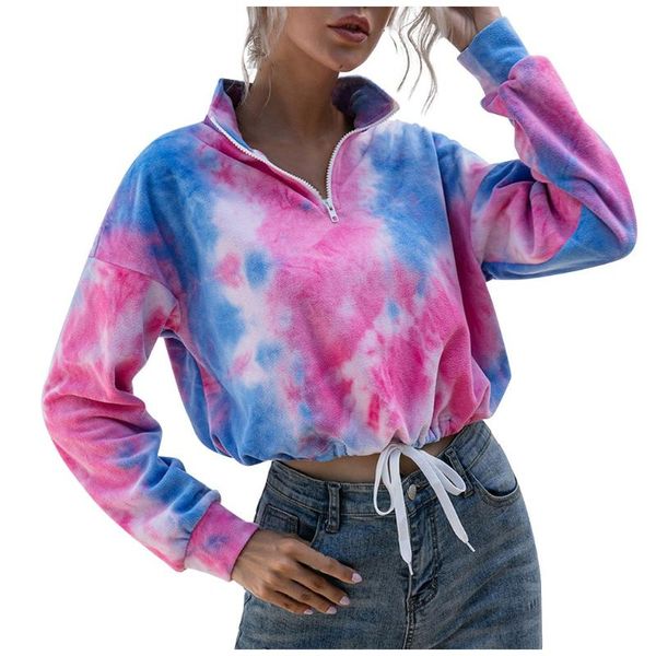 tie-dye sweatshirts womens long-sleeved zipper short pullover moletom feminino casual ladies girl sweat shirt ropa de mujer, Black
tie-dye sweatshirts womens long-sleeved zipper short pullover moletom feminino casual ladies girl sweat shirt ropa de mujer, Black