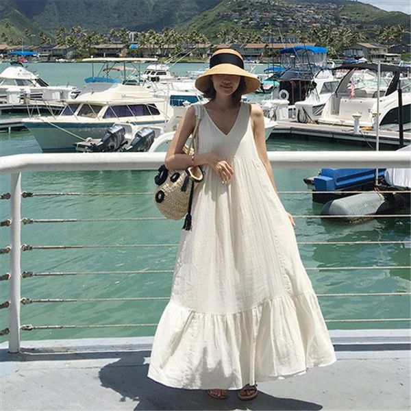 2020 new korean fashion female tie white long dresses v neck women summer ruffles casual loose dress sleeveless, Black;gray
2020 new korean fashion female tie white long dresses v neck women summer ruffles casual loose dress sleeveless, Black;gray