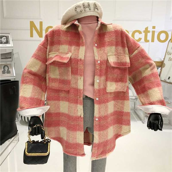 retro soft woolen fashionable plaid shirt jacket women's autumn/winter 2020 new casual loose joker jacket, White
retro soft woolen fashionable plaid shirt jacket women's autumn/winter 2020 new casual loose joker jacket, White