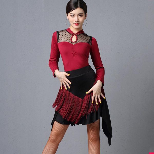 stage wear classical latin dance dress women oriental cheongsam tassel female ballroom tango salsa practice flapper dl4713, Black;red
stage wear classical latin dance dress women oriental cheongsam tassel female ballroom tango salsa practice flapper dl4713, Black;red