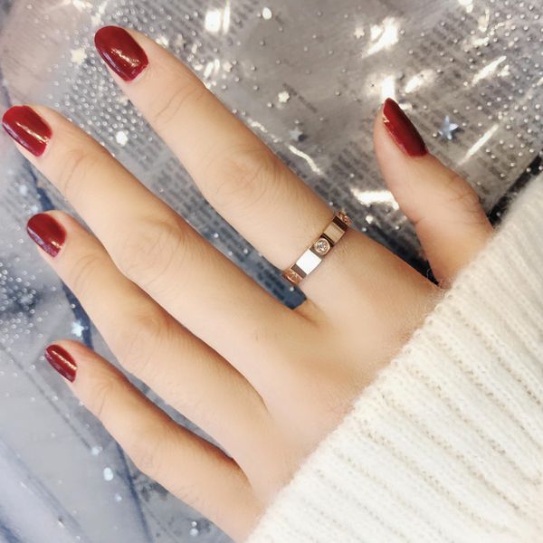 rose gold titanium ring with crystal for woman jewelry rings men wedding promise rings for female women gifts engagementmerry christmas, Slivery;golden