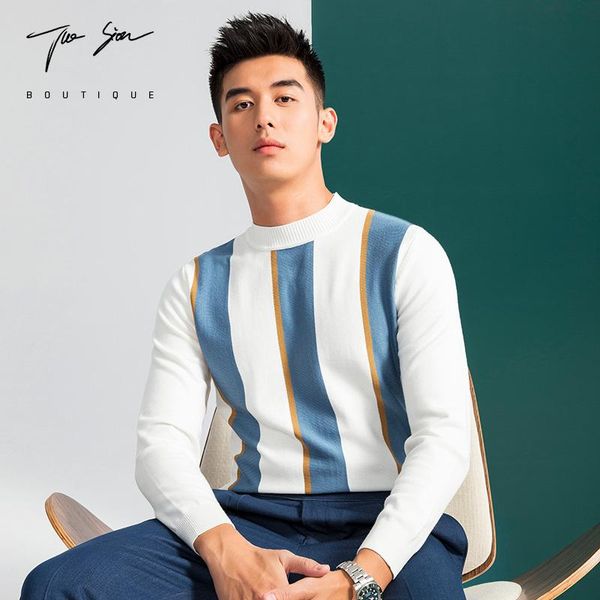 2020 fall winterhalf turtleneck sweater men's slim round neck pullover knitted bottoming stripe contrast fashion clothing, White;black
2020 fall winterhalf turtleneck sweater men's slim round neck pullover knitted bottoming stripe contrast fashion clothing, White;black