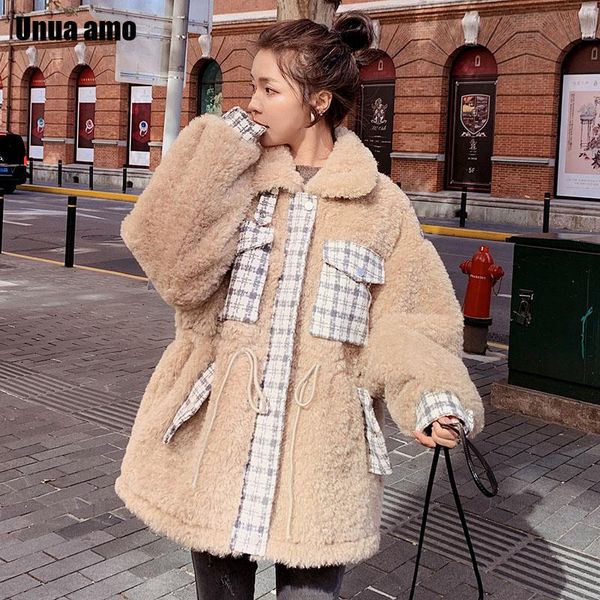 unua amo winter teddy jacket women fashion hit color plaid pocket spliced design imitation fur lambswool coat female le00277a, Black
unua amo winter teddy jacket women fashion hit color plaid pocket spliced design imitation fur lambswool coat female le00277a, Black