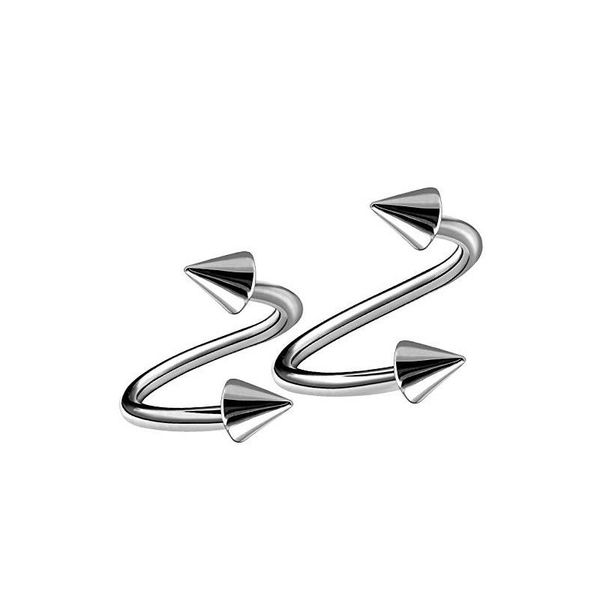 modrsa 2pcs lot anodized stainless steel cartilage earring spike twisted barbell ear piercing helix tragus piercing body jewelry f bbyplq, Silver
modrsa 2pcs lot anodized stainless steel cartilage earring spike twisted barbell ear piercing helix tragus piercing body jewelry f bbyplq, Silver