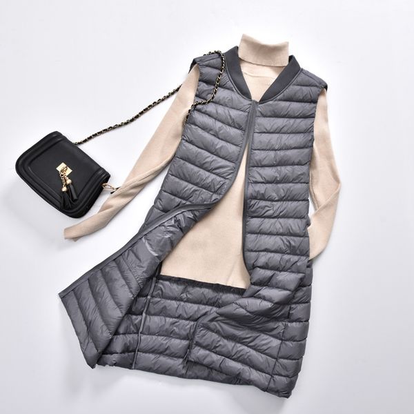 2021 new women's ultra light vest women female down coat long slim sleeveless baseball collar jacket clau, Black;white
2021 new women's ultra light vest women female down coat long slim sleeveless baseball collar jacket clau, Black;white