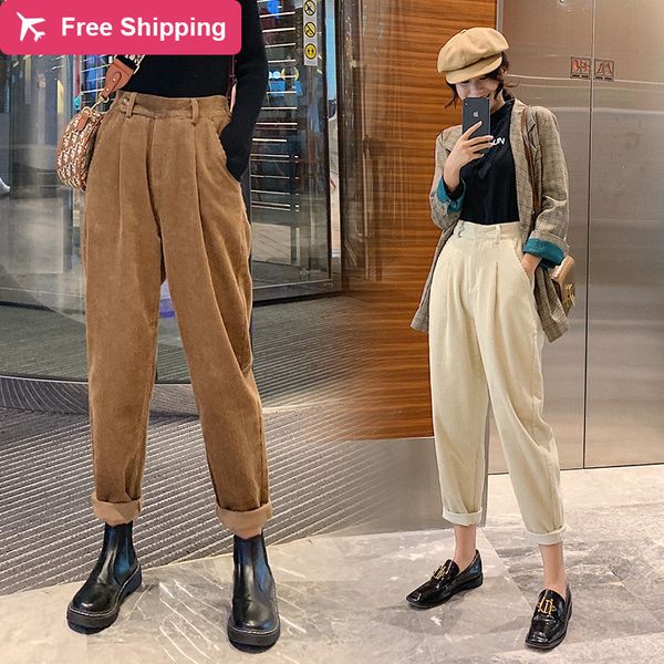 women's corduroy harem autumn pants elastic waistline black pantalon femme 2020 plus size, Black;white
women's corduroy harem autumn pants elastic waistline black pantalon femme 2020 plus size, Black;white