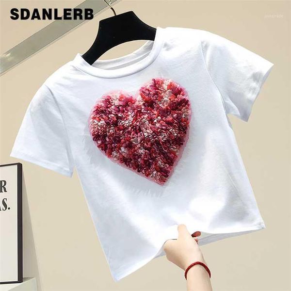 women's t-shirt three-dimensional lovely flower short cotton t shirt women loose sleeve female ins fashion summer blusas mujer1, White
women's t-shirt three-dimensional lovely flower short cotton t shirt women loose sleeve female ins fashion summer blusas mujer1, White