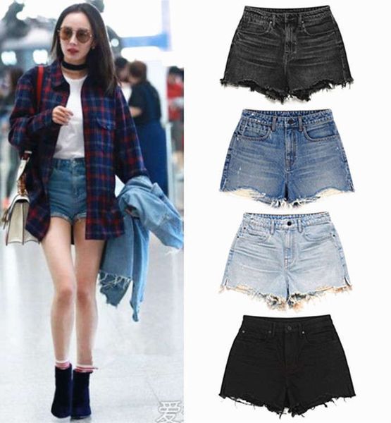 yang mi's same black high waisted denim shorts women's summer holes show thin hairy loose wide leg pants fashion, Blue
yang mi's same black high waisted denim shorts women's summer holes show thin hairy loose wide leg pants fashion, Blue