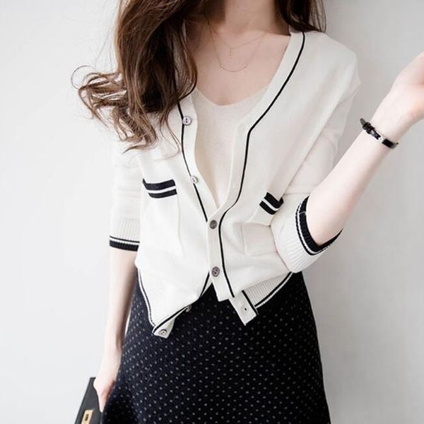 gigogou spring autumn women casual cardigans s-xl knitted long sleeve sweater v neck female jumper coat open cardigan y200915, White;black
gigogou spring autumn women casual cardigans s-xl knitted long sleeve sweater v neck female jumper coat open cardigan y200915, White;black