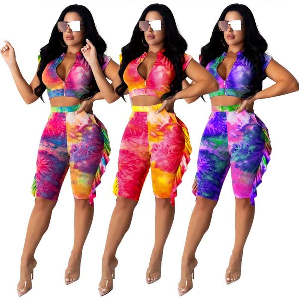 women's tracksuits tie dye print 2 piece set women tracksuit summer outfits crop and biker shorts side ruffles bodycon matching sets fo, Gray
women's tracksuits tie dye print 2 piece set women tracksuit summer outfits crop and biker shorts side ruffles bodycon matching sets fo, Gray