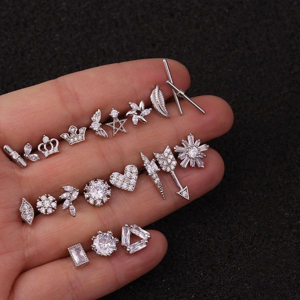 1pcs cz stainless steel cartilage piercing helix stud earrings jewelry flower heart ear stud tragus cartilage ear accessories, Golden;silver
1pcs cz stainless steel cartilage piercing helix stud earrings jewelry flower heart ear stud tragus cartilage ear accessories, Golden;silver