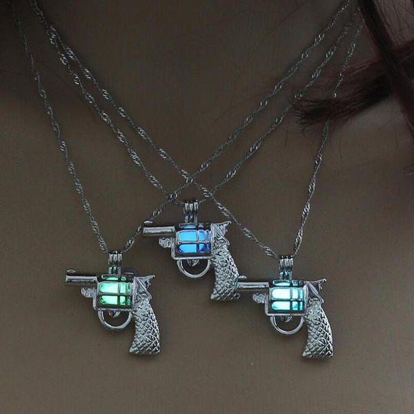 pendant necklaces style pistol hollowed cage short chain glowing in the dark locket women, Silver
pendant necklaces style pistol hollowed cage short chain glowing in the dark locket women, Silver