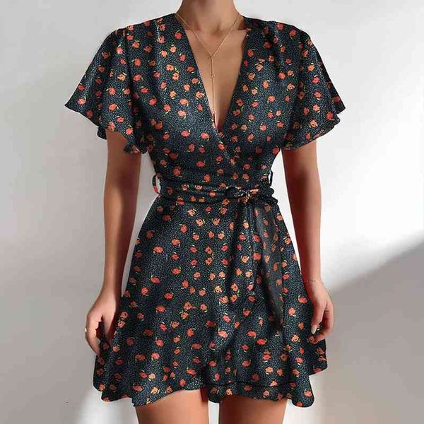 summer women fashion printed v-neck dress short sleeve ruffled belt wrapped slim mini dress elegant party vestido mujer, Black;gray
summer women fashion printed v-neck dress short sleeve ruffled belt wrapped slim mini dress elegant party vestido mujer, Black;gray