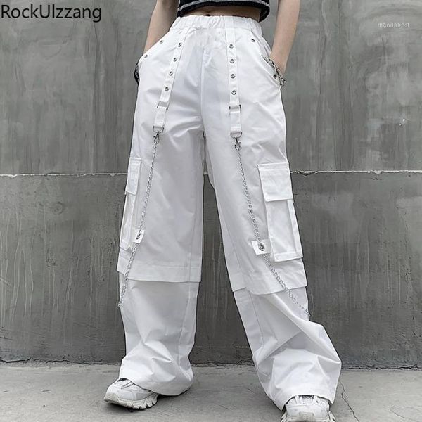high waist chain ring ribbon baggy cargo pocket white loose jogger pant harajuku streetwear korean women goth hip hop punk harem1, Black;white
high waist chain ring ribbon baggy cargo pocket white loose jogger pant harajuku streetwear korean women goth hip hop punk harem1, Black;white
