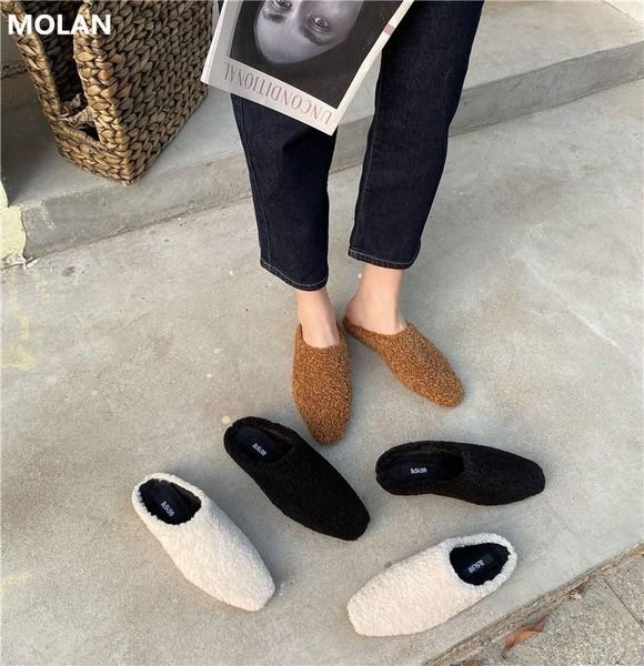 molan brand designer 2020 winter korean fashion soft wool flat slippers fur slides female shoes loafers mules flip flops casual, Black
molan brand designer 2020 winter korean fashion soft wool flat slippers fur slides female shoes loafers mules flip flops casual, Black