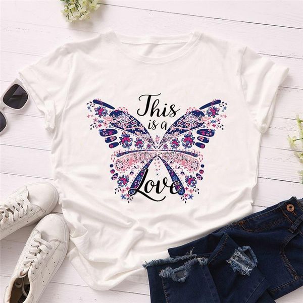 harajuku color butterfly print t shirts this is a love women aesthetics t-shirt casual short sleeve streetwear women tees, White
harajuku color butterfly print t shirts this is a love women aesthetics t-shirt casual short sleeve streetwear women tees, White