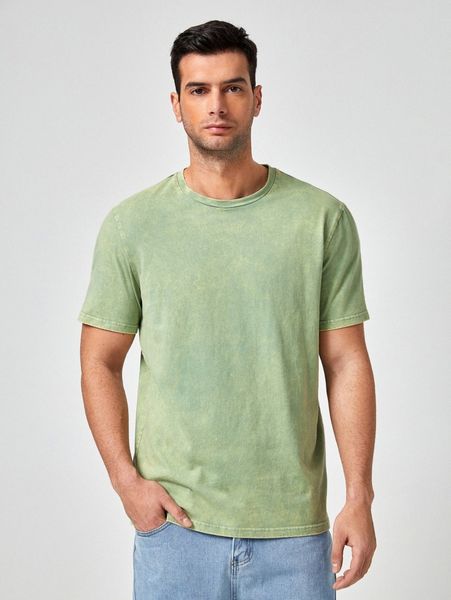 men solid round neck tee 75ba#, White;black