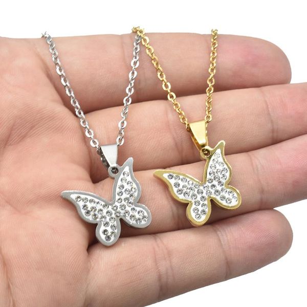 pendant necklaces fashion stainless steel butterfly necklace women zircon small jewelry 45+5 adjustable chain cute gift, Silver
pendant necklaces fashion stainless steel butterfly necklace women zircon small jewelry 45+5 adjustable chain cute gift, Silver