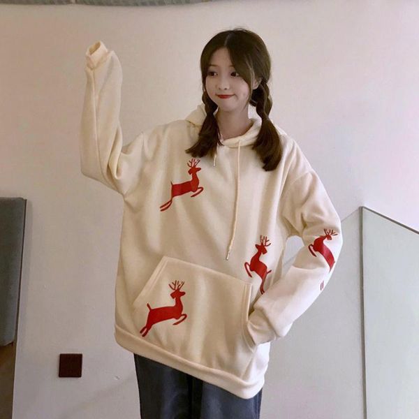 cute antler design christmas print hooded hoodie women's long sleeves with pocket oversize blouse preppy style for teens girls, Black
cute antler design christmas print hooded hoodie women's long sleeves with pocket oversize blouse preppy style for teens girls, Black