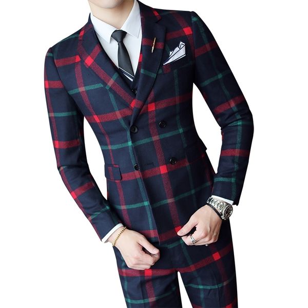 plaid wedding fashion check vintage prom banquet men slim fit double breasted suit jacket vest pant 201123, White;black
plaid wedding fashion check vintage prom banquet men slim fit double breasted suit jacket vest pant 201123, White;black