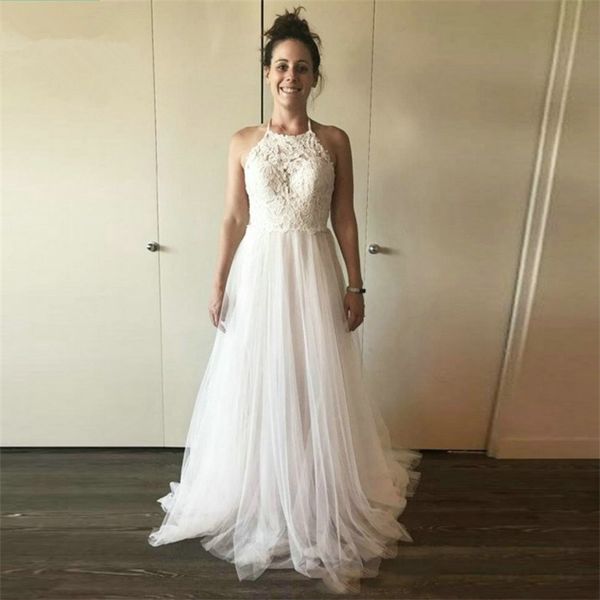 2021 tulle beach wedding dresses backless halter neck open back wedding bridal gowns vestidos de novia robe de mariee, White
2021 tulle beach wedding dresses backless halter neck open back wedding bridal gowns vestidos de novia robe de mariee, White
