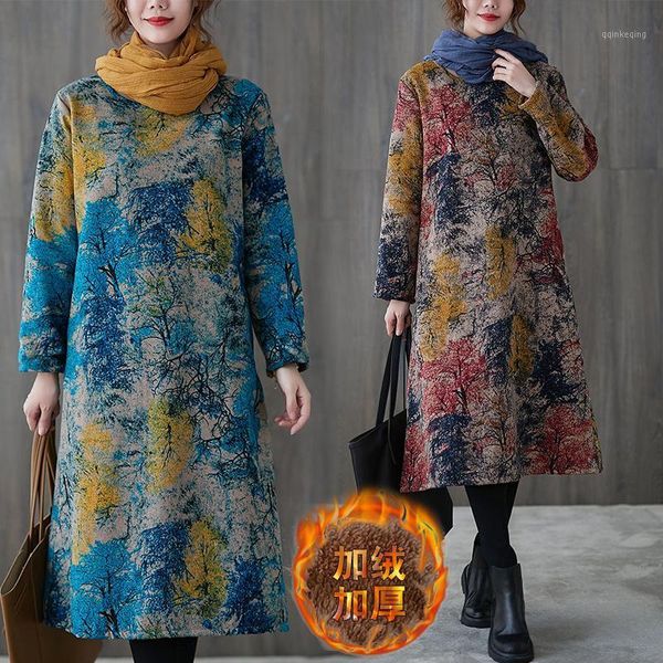 plus size women dress winter vintgae print elegant lady vestidos long sleeve cotton thicken flocking female clothing 5xl1, Black;gray
plus size women dress winter vintgae print elegant lady vestidos long sleeve cotton thicken flocking female clothing 5xl1, Black;gray