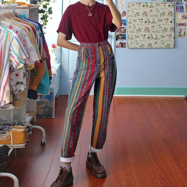 women's pants spring fashion multicolor woman trousers casual length pencil pants female summer 2020 striped rainbow woman pants, Black;white
women's pants spring fashion multicolor woman trousers casual length pencil pants female summer 2020 striped rainbow woman pants, Black;white