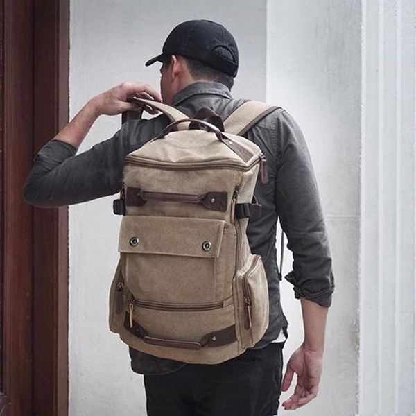 large capacity of vintage canvas travel black school backpack s1q1 
large capacity of vintage canvas travel black school backpack s1q1
