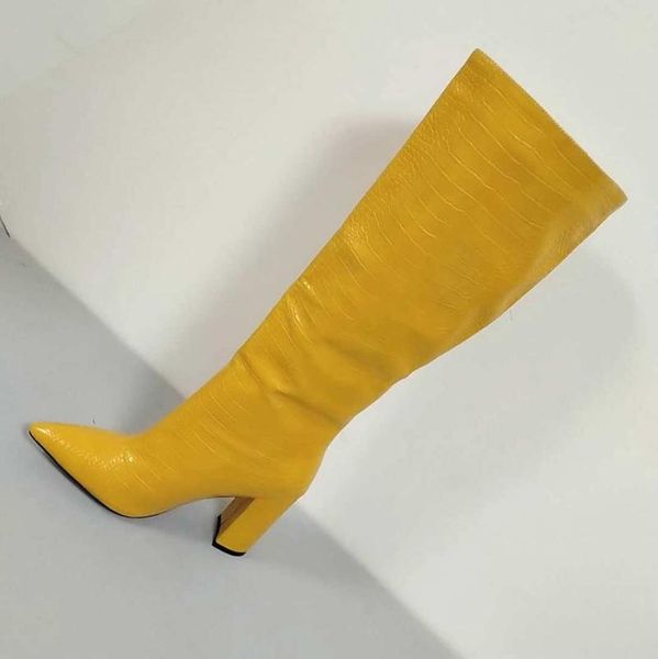 boots winter for woman fashion consice pure color pointed toe yellow block heels chunky knee high 34-43, Black
boots winter for woman fashion consice pure color pointed toe yellow block heels chunky knee high 34-43, Black