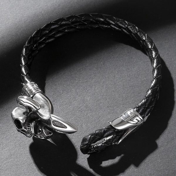 stainless jewelry black genuine leather bracelet 2020 men steel punk skull charm demon women bangles bbybxi mj_fashi
stainless jewelry black genuine leather bracelet 2020 men steel punk skull charm demon women bangles bbybxi mj_fashi