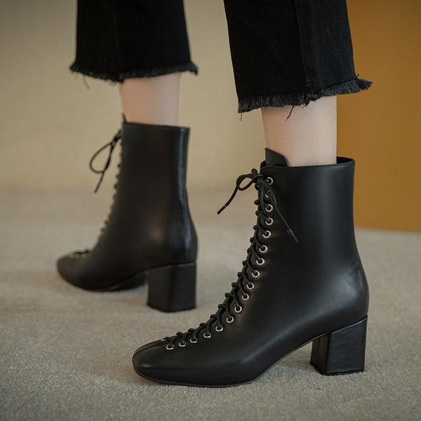 boots fashion comfortable genuine leather women's ankle elegant square toe thick heels party casual shoes woman, Black
boots fashion comfortable genuine leather women's ankle elegant square toe thick heels party casual shoes woman, Black