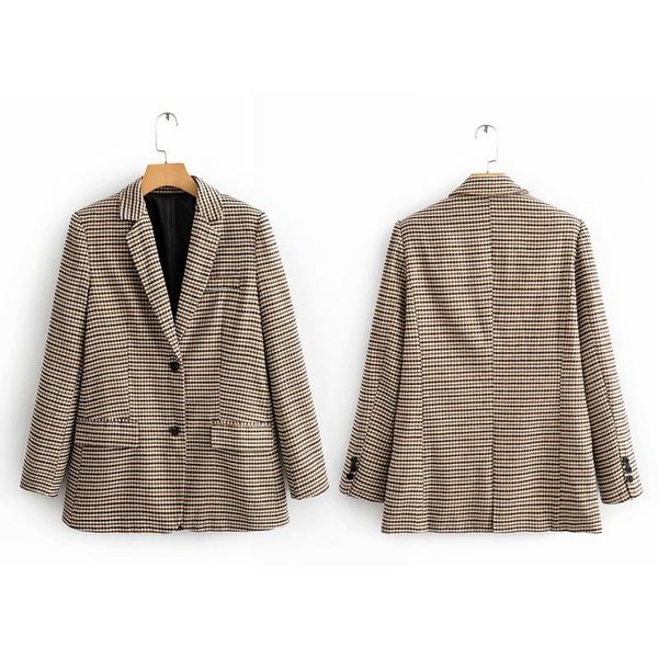 vintage casual plaid blazer women fashion single breasted office ladies jacket coat notched collar long sleeve suits, White;black
vintage casual plaid blazer women fashion single breasted office ladies jacket coat notched collar long sleeve suits, White;black