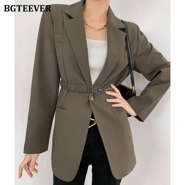 bgteever stylish loose single button women blazer 2021 spring long sleeve chain sashes female outwear vintage suit jackets, White;black
bgteever stylish loose single button women blazer 2021 spring long sleeve chain sashes female outwear vintage suit jackets, White;black