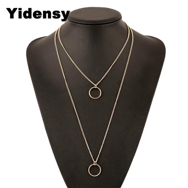 chains yidensy fashion round circle pendant necklaces gold silver color 2 layer long chain for women female jewelry
chains yidensy fashion round circle pendant necklaces gold silver color 2 layer long chain for women female jewelry