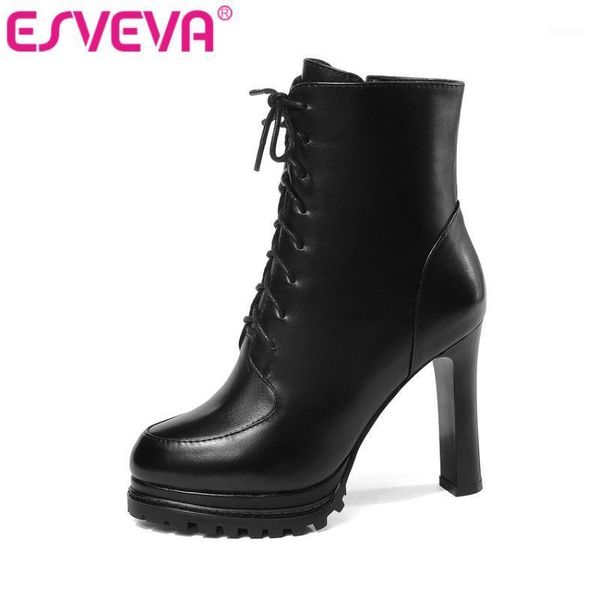 boots esveva 2021 women shoes winter ankle super high heel pu+leather platform pointed toe motorcycle size 34-391, Black
boots esveva 2021 women shoes winter ankle super high heel pu+leather platform pointed toe motorcycle size 34-391, Black