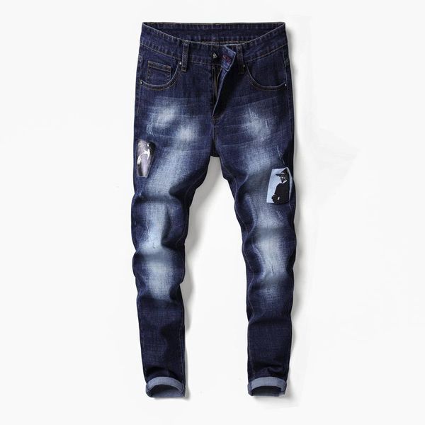 men's jeans men slim fit skinny denim designer elastic straight stretch trousers for, Blue
men's jeans men slim fit skinny denim designer elastic straight stretch trousers for, Blue