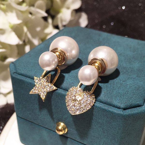 lovely pretty diamond star heart charms fashion unique luxury designer pearl stud earrings for woman front and back 925 silver post, Golden;silver
lovely pretty diamond star heart charms fashion unique luxury designer pearl stud earrings for woman front and back 925 silver post, Golden;silver