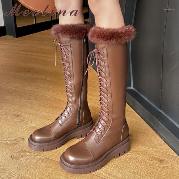 meotina long boots women platform high heel warm knee high boots zip cross tied chunky heels long winter black brown 431
meotina long boots women platform high heel warm knee high boots zip cross tied chunky heels long winter black brown 431
