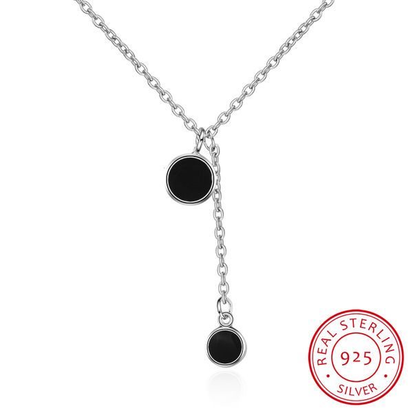 short clavicle chain drop glaze 925 sterling silver jewelry double black round pendant fashion female simple necklaces h351
short clavicle chain drop glaze 925 sterling silver jewelry double black round pendant fashion female simple necklaces h351