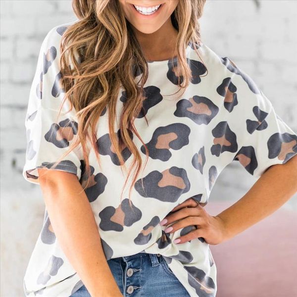 women summer t shirt o neck leopard print short sleeve shirts loose harajuku ladies t shirt streetwear ropa mujer, White
women summer t shirt o neck leopard print short sleeve shirts loose harajuku ladies t shirt streetwear ropa mujer, White