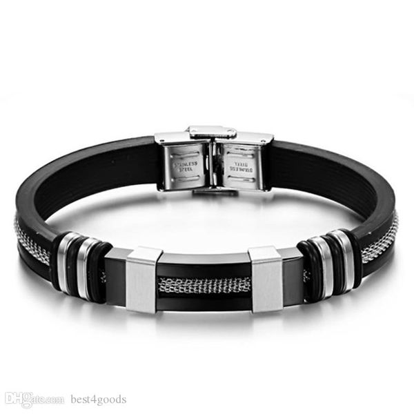 mens bracelets black stainless steel silicone bracelets charm bracelet male bangle for men jewelry silver & rose gold color, Golden;silver
mens bracelets black stainless steel silicone bracelets charm bracelet male bangle for men jewelry silver & rose gold color, Golden;silver