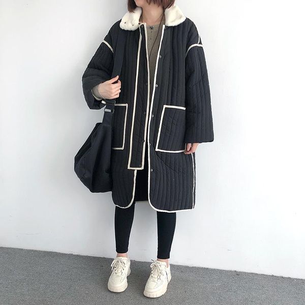 women's down & parkas johnature women korean style warm button turn-down collar 2021 winter loose female clothes casual thick coats, Black
women's down & parkas johnature women korean style warm button turn-down collar 2021 winter loose female clothes casual thick coats, Black